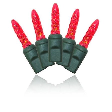 WINTERLAND Winterland S-70M5RE-4G M5 Faceted Red LED Light Set With In-Line Rectifer On Green Wire S-70M5RE-4G